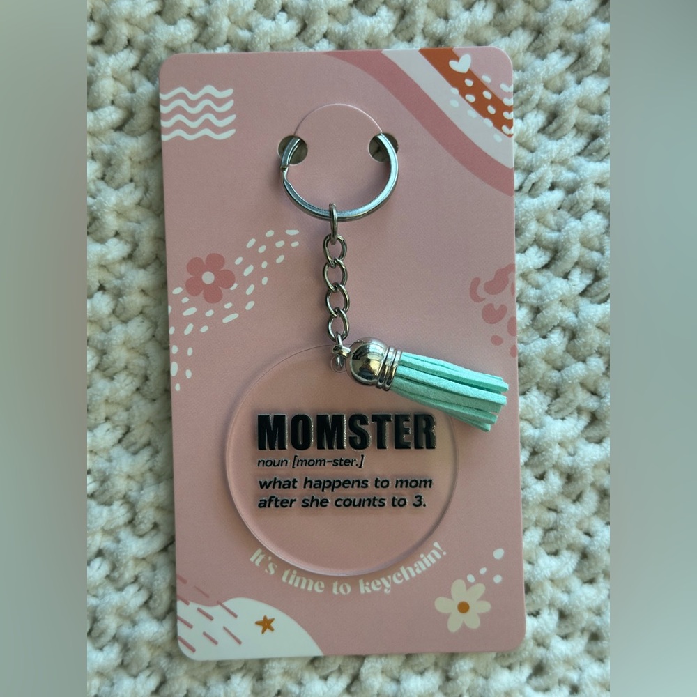 Homemade ‘Momster’ Keychain with Blue Tassel